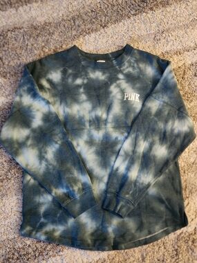 Victoria's Secret PINK Blue Tie-Dye Crewneck Sweatshirt
